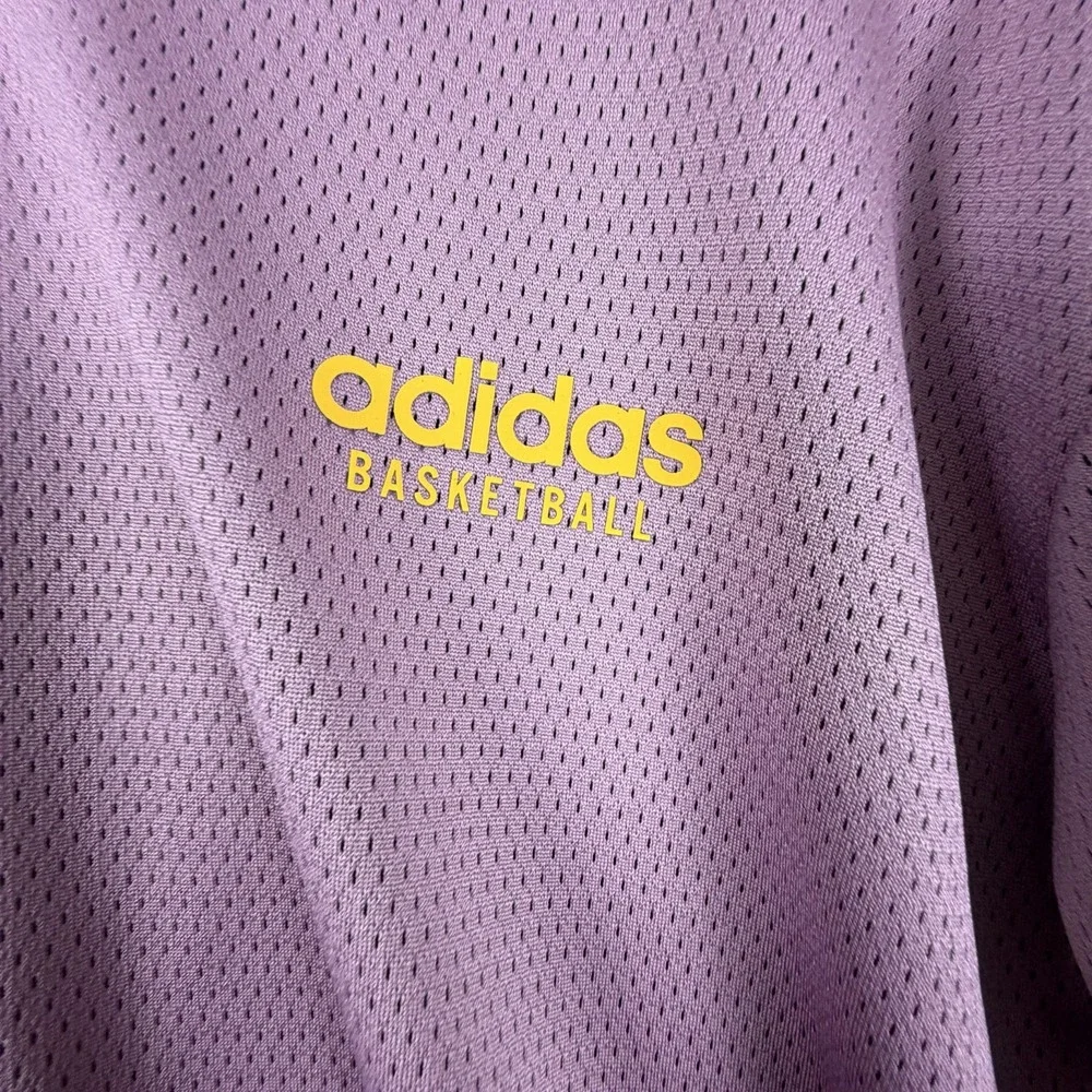 Adidas Basketball Shirt Small Purple Mesh Performance Long Sleeve Mock Neck